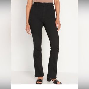 Black flare extra high rise jeans.